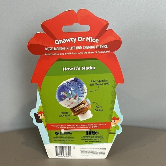 New Bark Gnawty or Nice Narwhal Snow Globe Barktic Chill Plush Dog Toy Barkbox - Picture 5 of 13